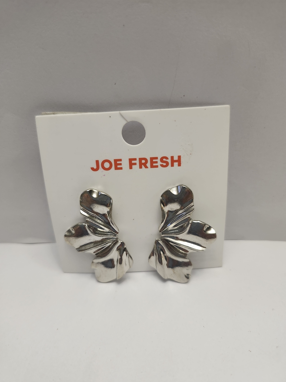Joe Fresh Shiny Silver Petal Drop Earrings